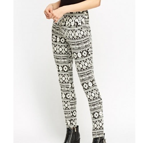 Revd'elle Aztec Mono Trousers - Black / Cream