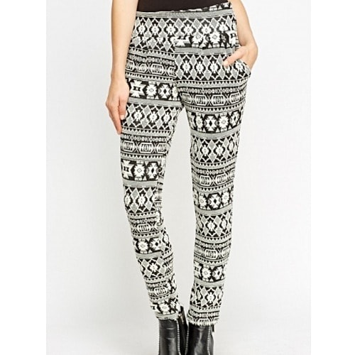 Revd'elle Aztec Mono Trousers - Black / Cream