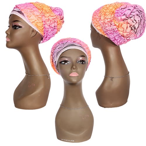 Embellished Lace Wrap Turban - Multicolour