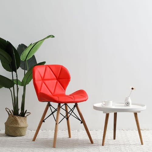 Padded Dinning Chair With Bench Wood Legs -set Of 2