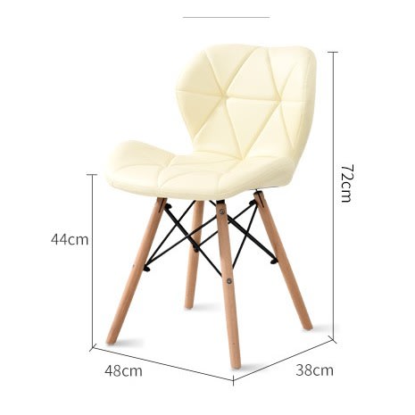 Set Of 2 Padded Wooden Leg Dinning Chairs -white
