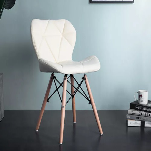 Set Of 2 Padded Wooden Leg Dinning Chairs -white