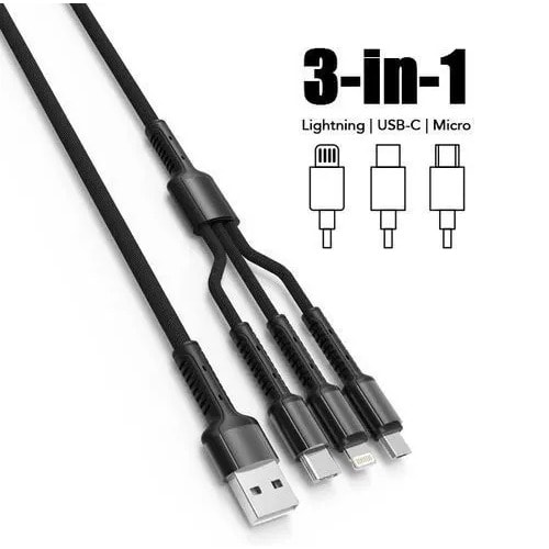 3-in-1 Fast USB Charging Cable - Micro - Lightning & Type-c