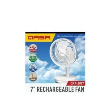 7" Ergonomic Design Rechargeable Fan - Qrf-2827 - 12W - White
