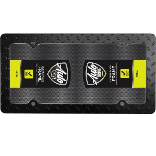 Auto Drive License Plate Frame - Black Diamond Design - 13.25X6"