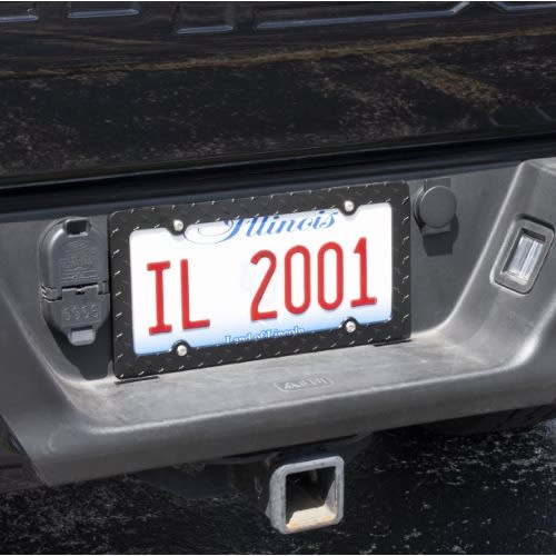 Auto Drive License Plate Frame - Black Diamond Design - 13.25X6"