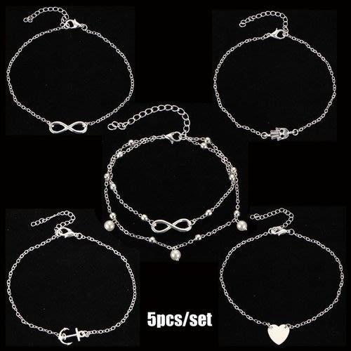 5 In 1 Anklet/leg Chain- 5pc Per Set