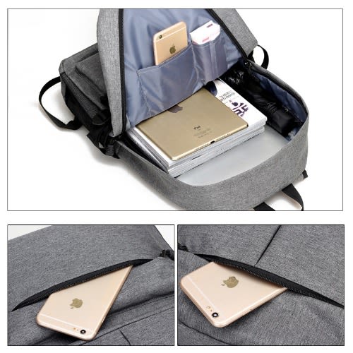 AntiTheft Travel Backpack USB Charging Laptop Bag - Grey