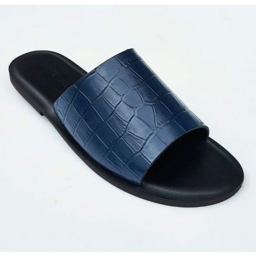 Blue Skin Leather Slippers