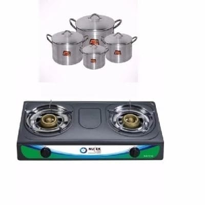 Pot Set + Table Top Gas Cooker Kitchen Bundle