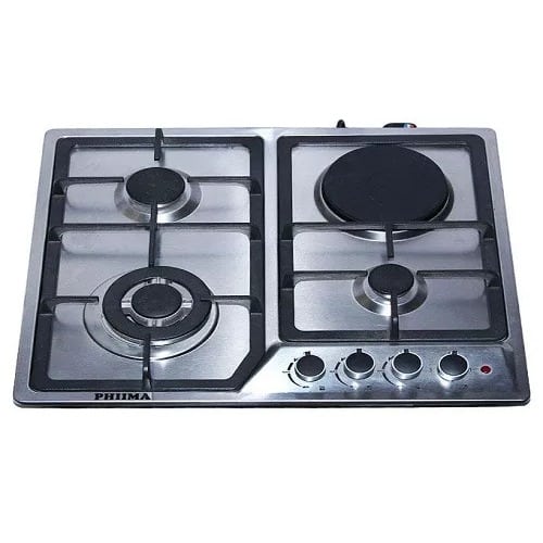 Built -in 4 Burner Steel Electric And Gas Hob - Silver