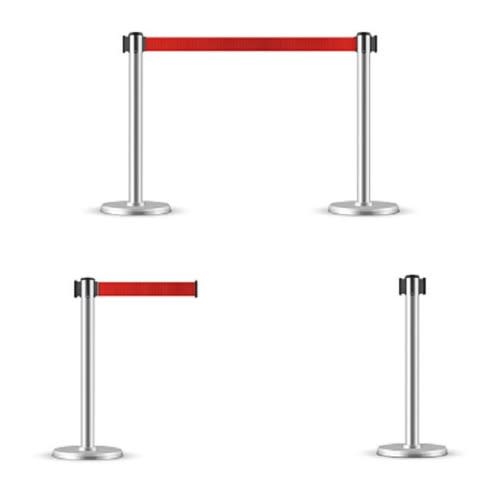 Automatic Stanchions Poles - Stainless 2pcs - Red Color