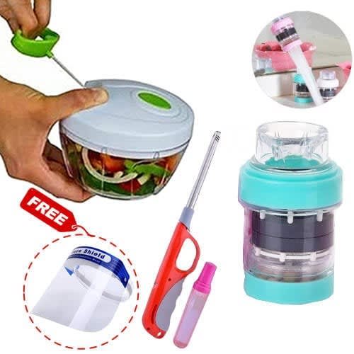 Kitchen Accessories Bundle- Gas Lighter With Speedy Chopper + Water Filter & Free Gift