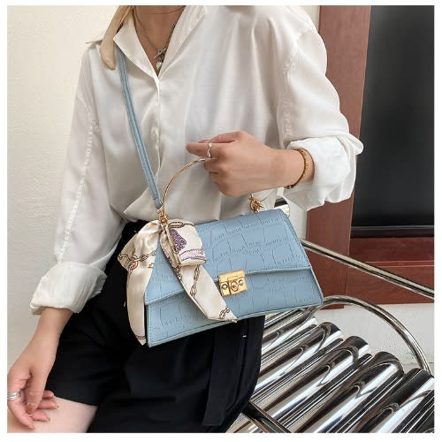 Leather Ladies Crossbody Hand Bag- Blue