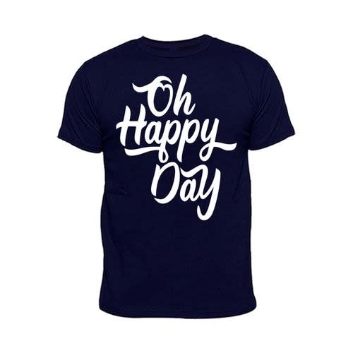 Oh Happy Day Print Tshirt -navyblue