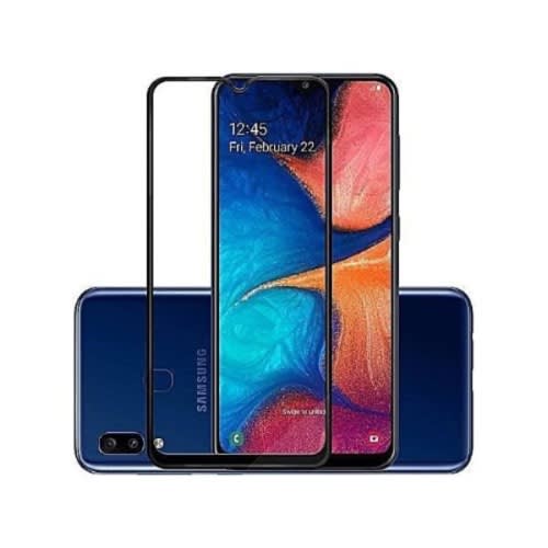 5D Tempered Glass Protector With Silicon Back Case Cover For Samsung Galaxy A20 - Black