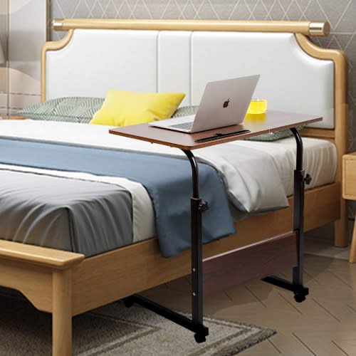 Adjustable Side Bed Table - Portable Desk With Wheels