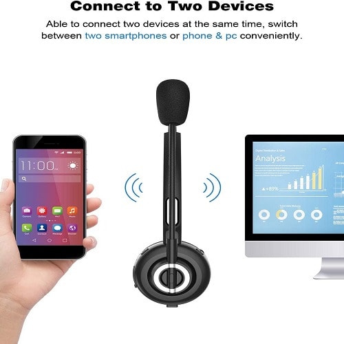 Wireless BT 4.1 Call Centre Office Headset With Noise Cancelling Mic For PC, Skype