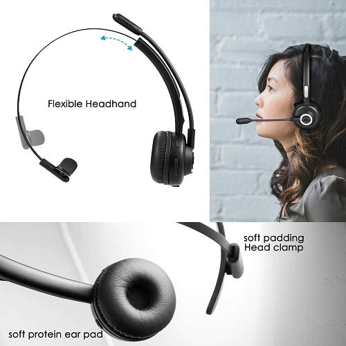 Wireless BT 4.1 Call Centre Office Headset With Noise Cancelling Mic For PC, Skype