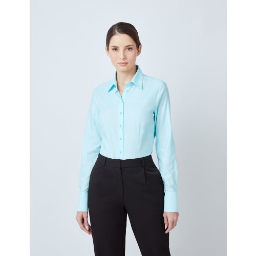 Women's Aqua Dobby Stars Fitted Shirt