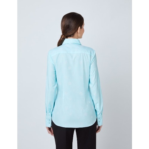 Women's Aqua Dobby Stars Fitted Shirt
