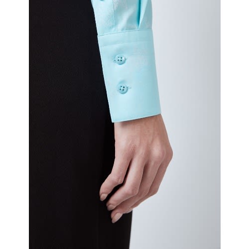Women's Aqua Dobby Stars Fitted Shirt