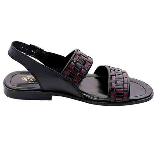Weave-pattern Sandal Black And Burgundy