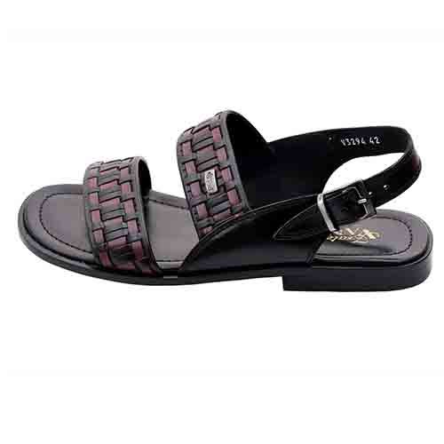 Weave-pattern Sandal Black And Burgundy
