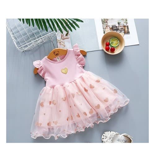 Girl's Love Design Pink Gown