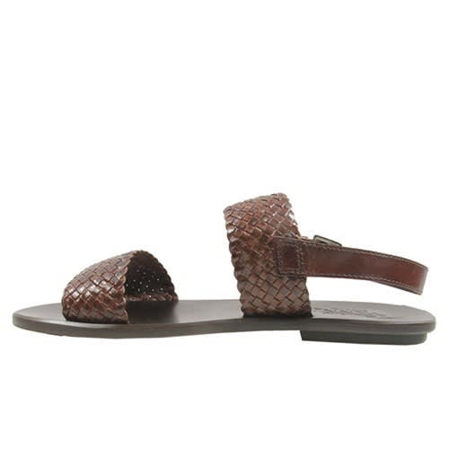 Weave Detail Leather Sandals