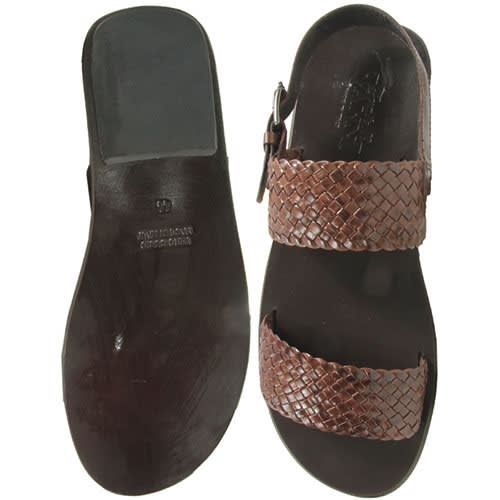 Weave Detail Leather Sandals