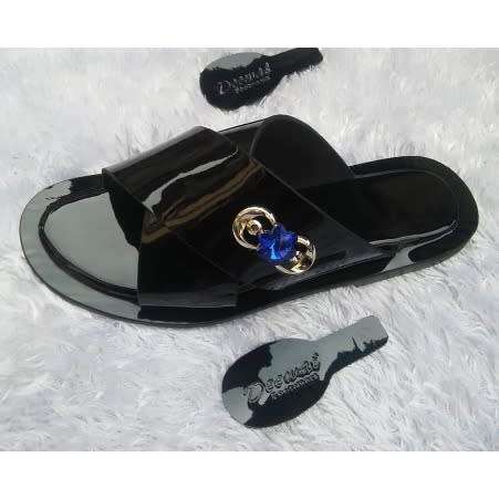 Black Patent Leather Slippers