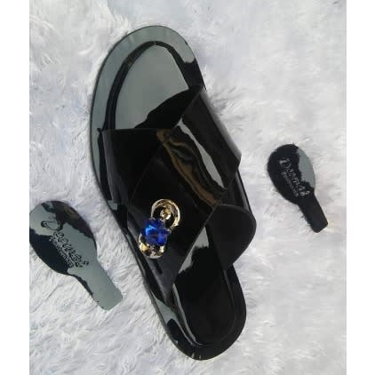 Black Patent Leather Slippers