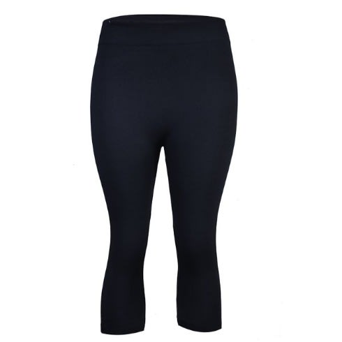 High Waist Three Quarter Leggings - Black