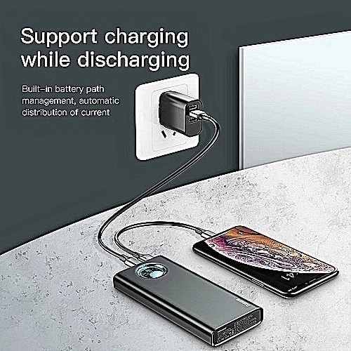 Quick Charge 3.0 Power Bank 20000mah Type C Pd Fast Charging (black)