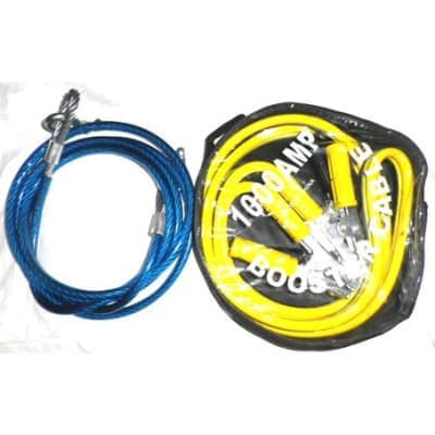1000amp Heavy Duty Jump Start Battery Booster Cable + Steel Car Towing Rope - 5 Tons