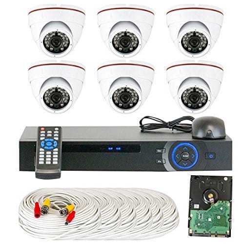 Complete 6 Indoor Security Camera kit + 1TB Hard Drive + Power Supply Kit & 300M RG59 Cctv Cable