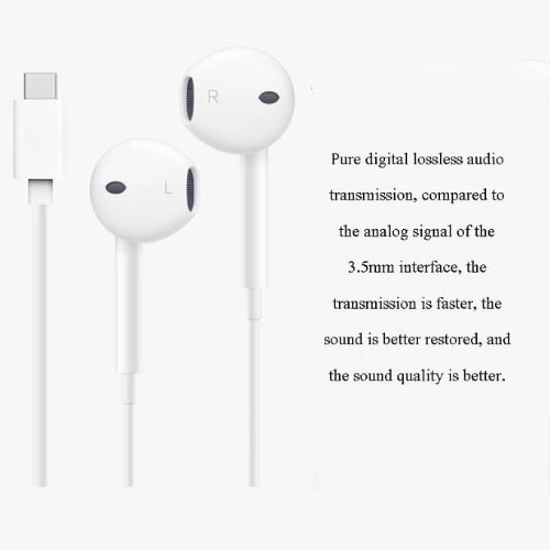 Wired Earphone In-ear Noise Cancelling Microphone Headphones Type C
