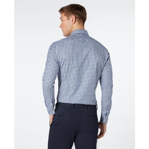 Royal Oxford Slim Fit Check Navy Blue Shirt