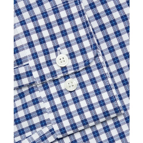 Royal Oxford Slim Fit Check Navy Blue Shirt
