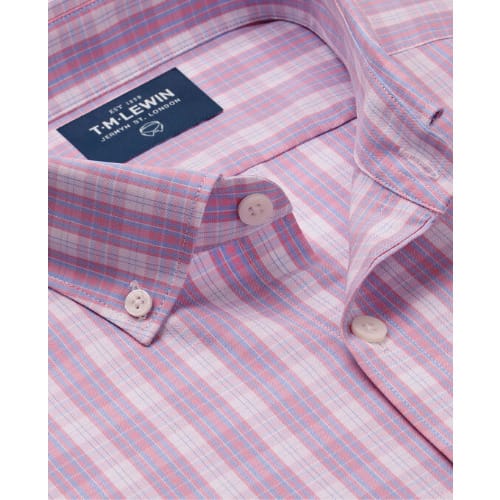 Slim Fit Pink And Blue Oxford Check Shirt