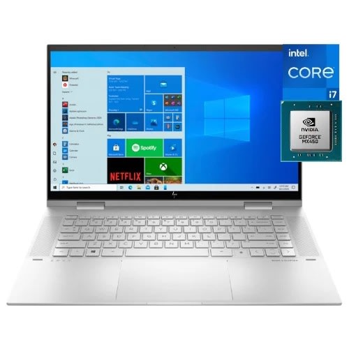 Envy 15 X360-intel Core I7-16GB RAM -512 SSD -2GB Nvidia -11th Gen- Mx450 Fp Reader -Wins 11 - Silver