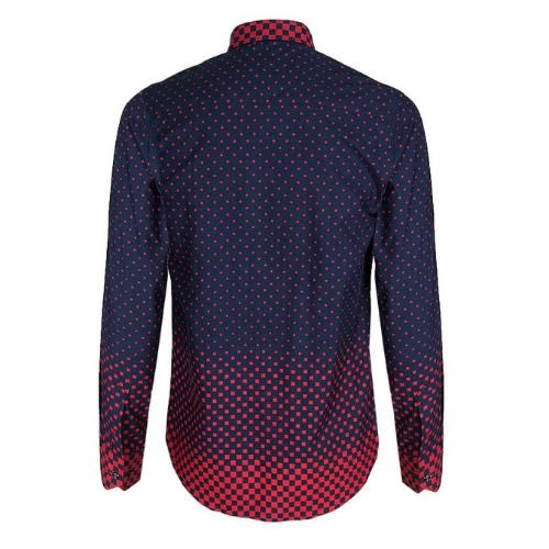 Polka Dot Drafted Shirt - Blue & Wine - Msht-4517