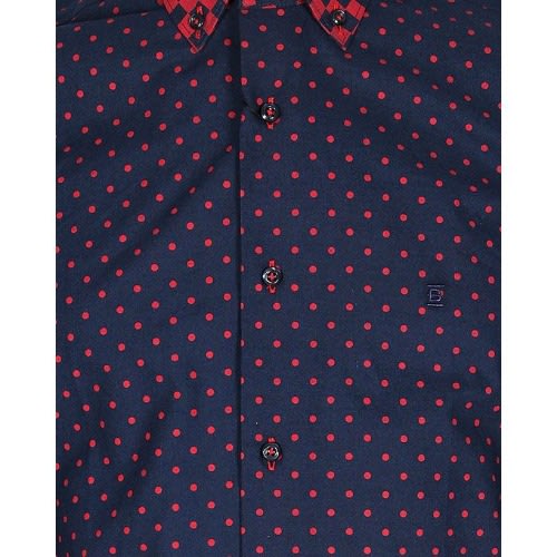 Polka Dot Drafted Shirt - Blue & Wine - Msht-4517