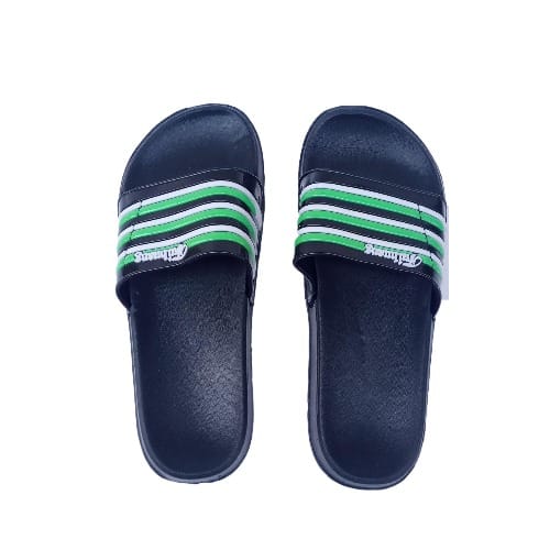 Men White & Green Flat Flip Flop Slipper