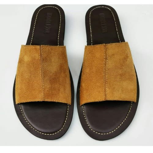 Classy Brown Male Suede Slippers