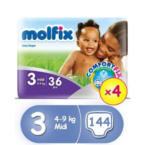 Comfortfix Diapers, Size 3 (x 4) (total 144 Count)