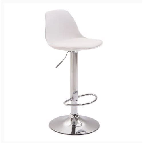 High Back Adjustable Height Swivel Bar Stool - White