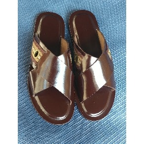 Coffee Brown Tututu Crossover Italian Leather Slippers