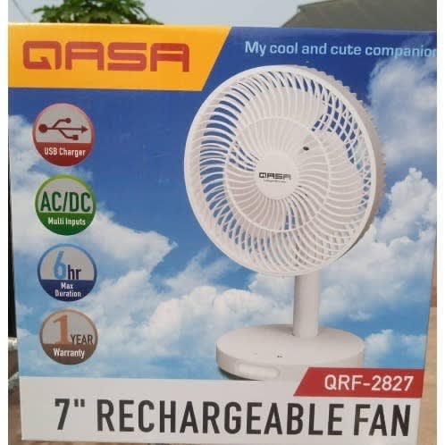 Ergonomic Design Rechargeable Fan Qrf-2827 - 12W - 7"